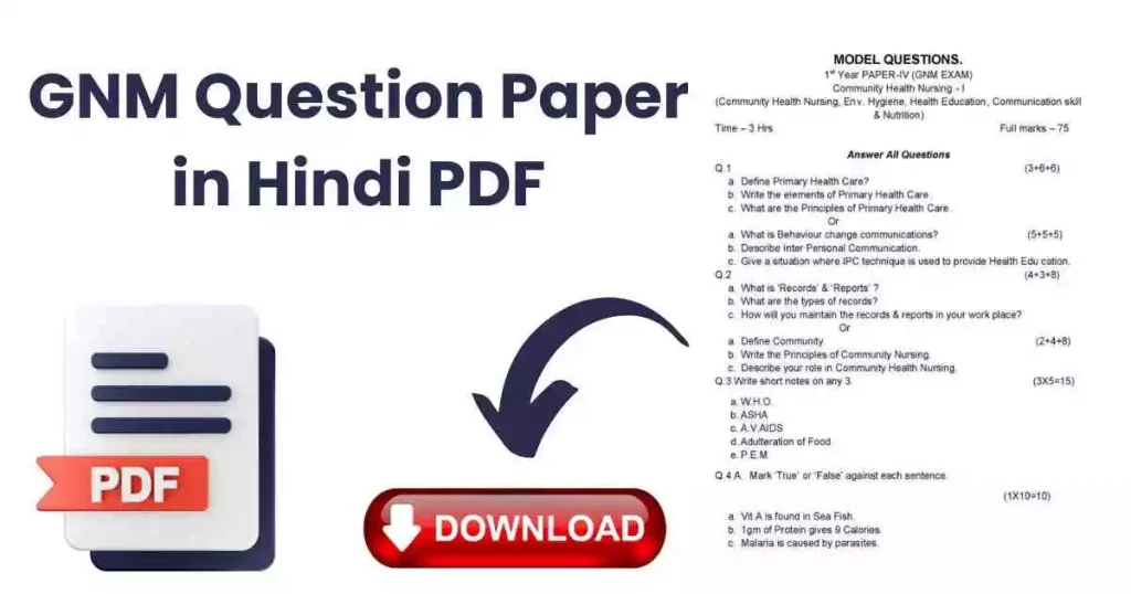 GNM Question Paper in Hindi Pdf